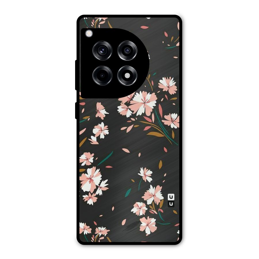 Floral Petals Peach Metal Back Case for OnePlus 12R