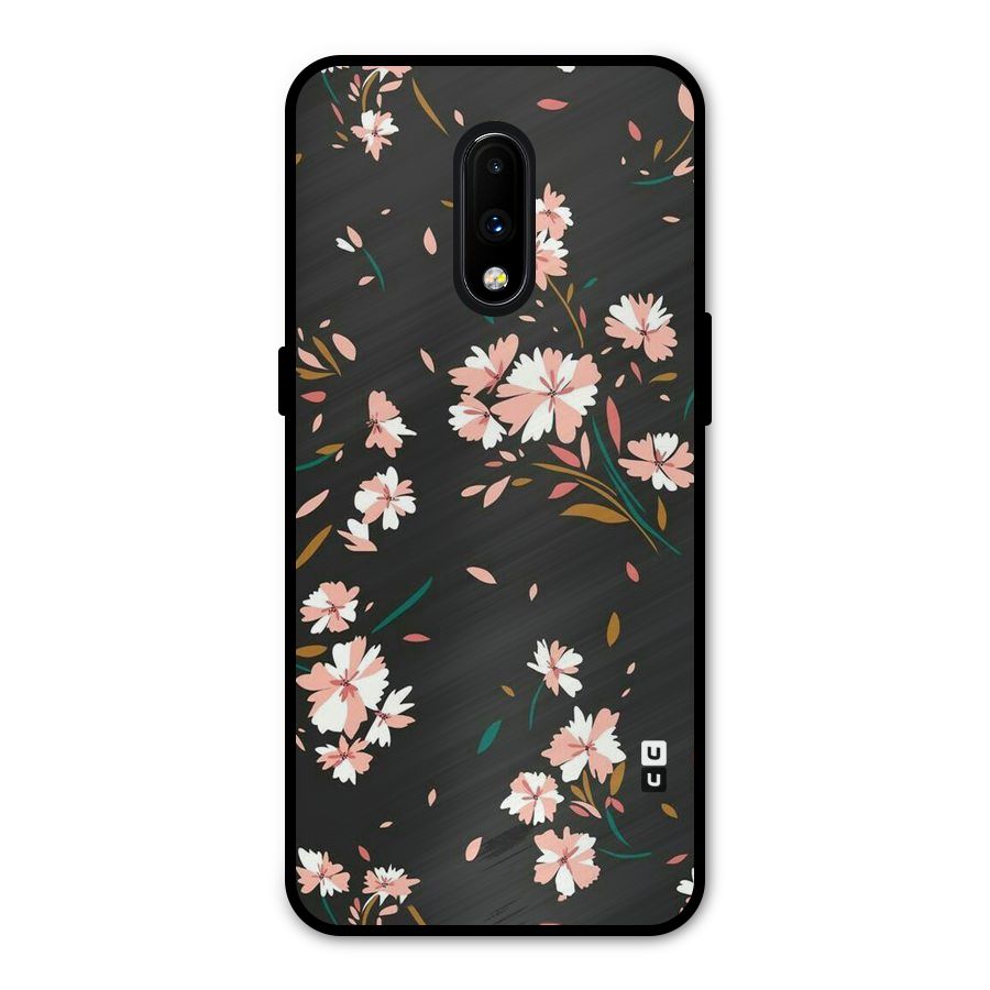 Floral Petals Peach Metal Back Case for OnePlus 7