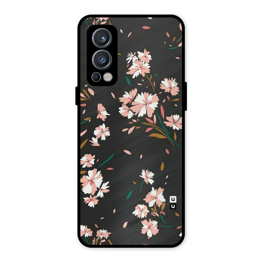 Floral Petals Peach Metal Back Case for OnePlus Nord 2 5G