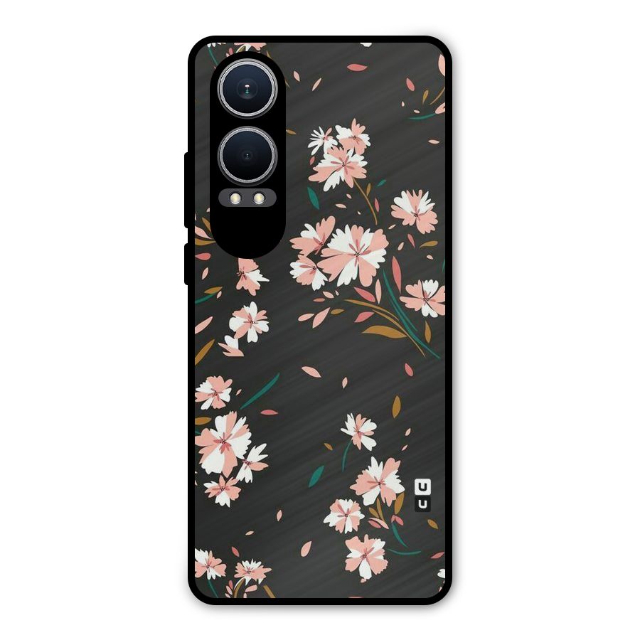 Floral Petals Peach Metal Back Case for OnePlus Nord CE4 Lite