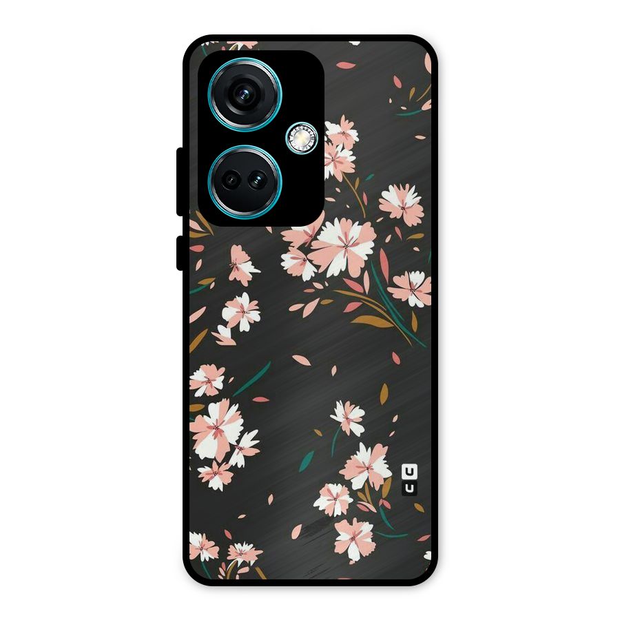 Floral Petals Peach Metal Back Case for OnePlus Nord CE 3 5G