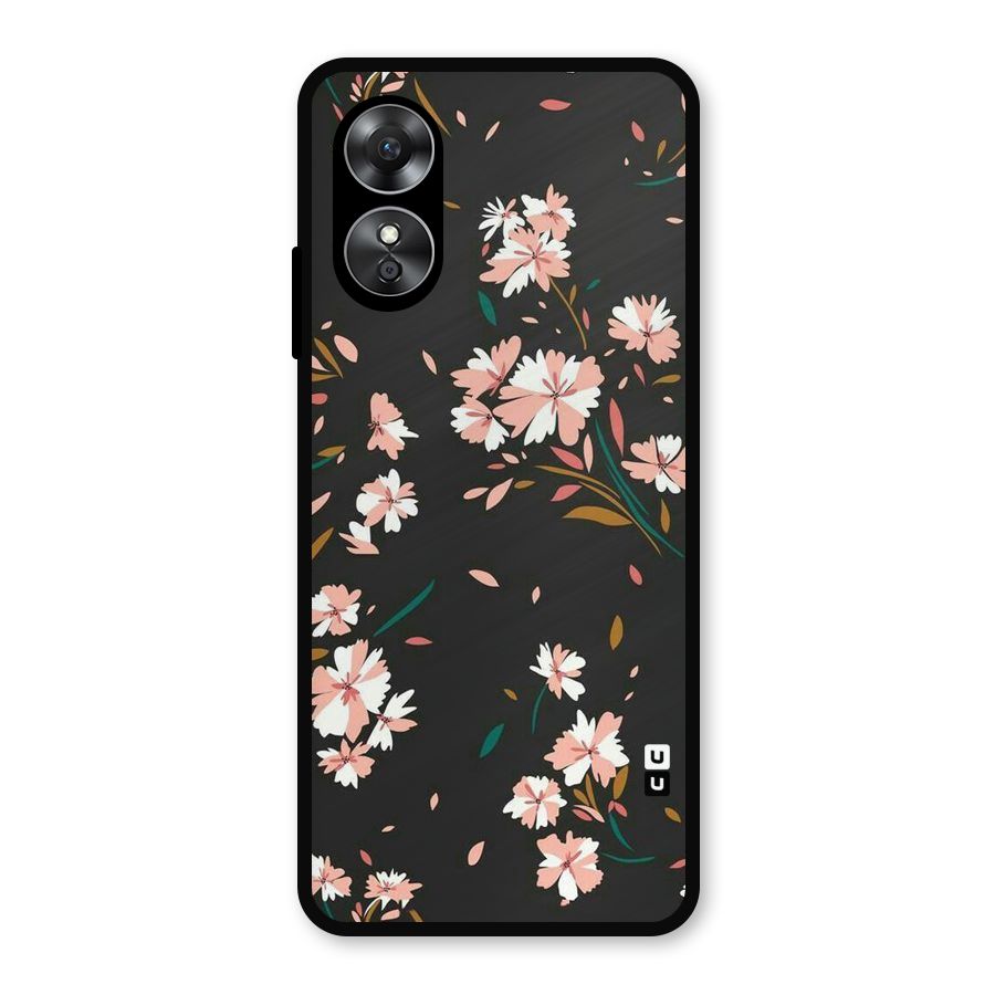 Floral Petals Peach Metal Back Case for Oppo A17