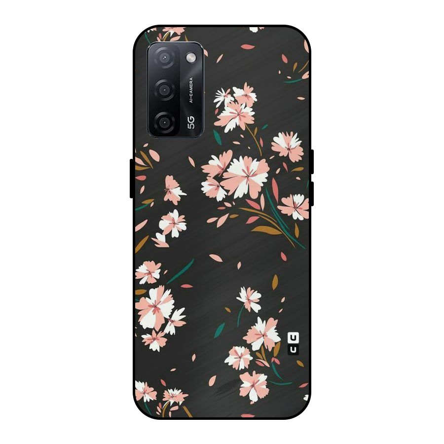 Floral Petals Peach Metal Back Case for Oppo A53s 5G