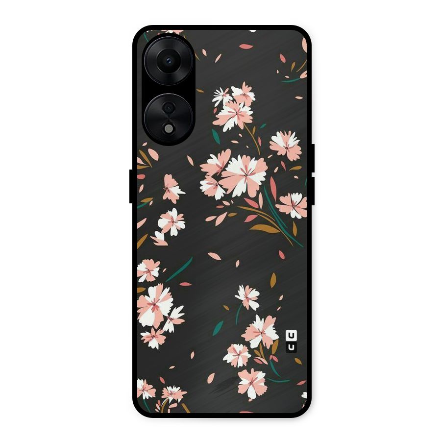 Floral Petals Peach Metal Back Case for Oppo A78 5G