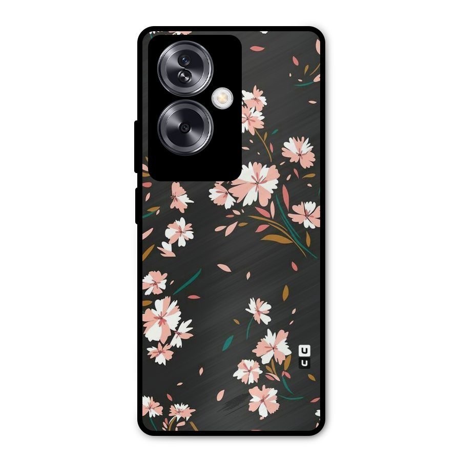 Floral Petals Peach Metal Back Case for Oppo A79 5G