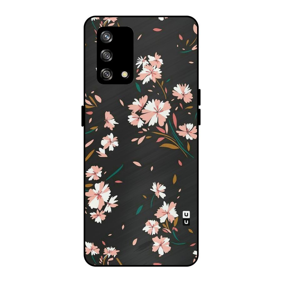 Floral Petals Peach Metal Back Case for Oppo F19