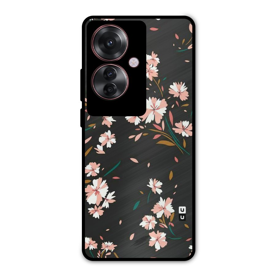 Floral Petals Peach Metal Back Case for Oppo F25 Pro