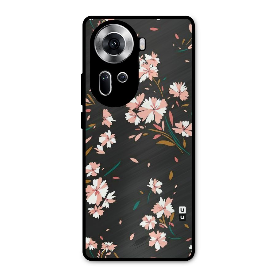 Floral Petals Peach Metal Back Case for Oppo Reno11 5G
