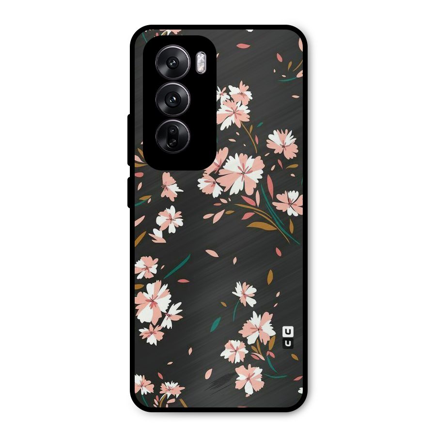 Floral Petals Peach Metal Back Case for Oppo Reno12