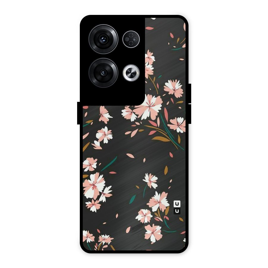 Floral Petals Peach Metal Back Case for Oppo Reno8 Pro 5G