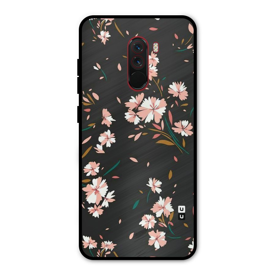 Floral Petals Peach Metal Back Case for Poco F1
