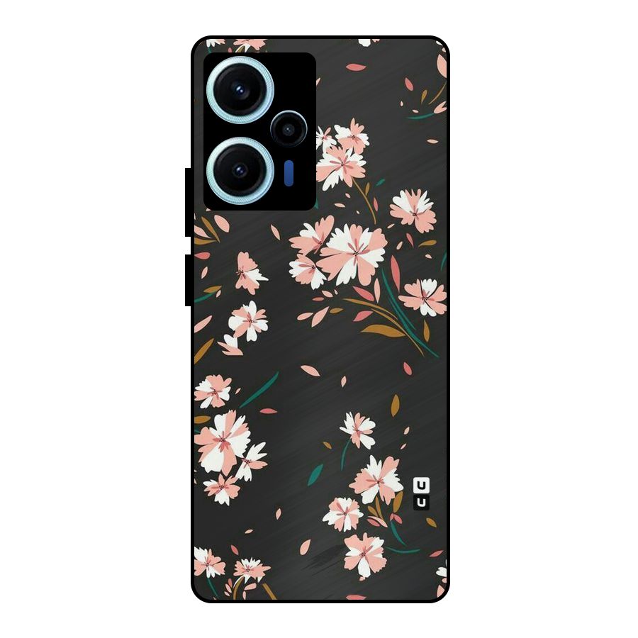 Floral Petals Peach Metal Back Case for Poco F5