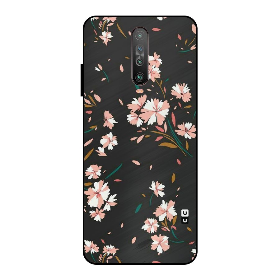 Floral Petals Peach Metal Back Case for Poco X2