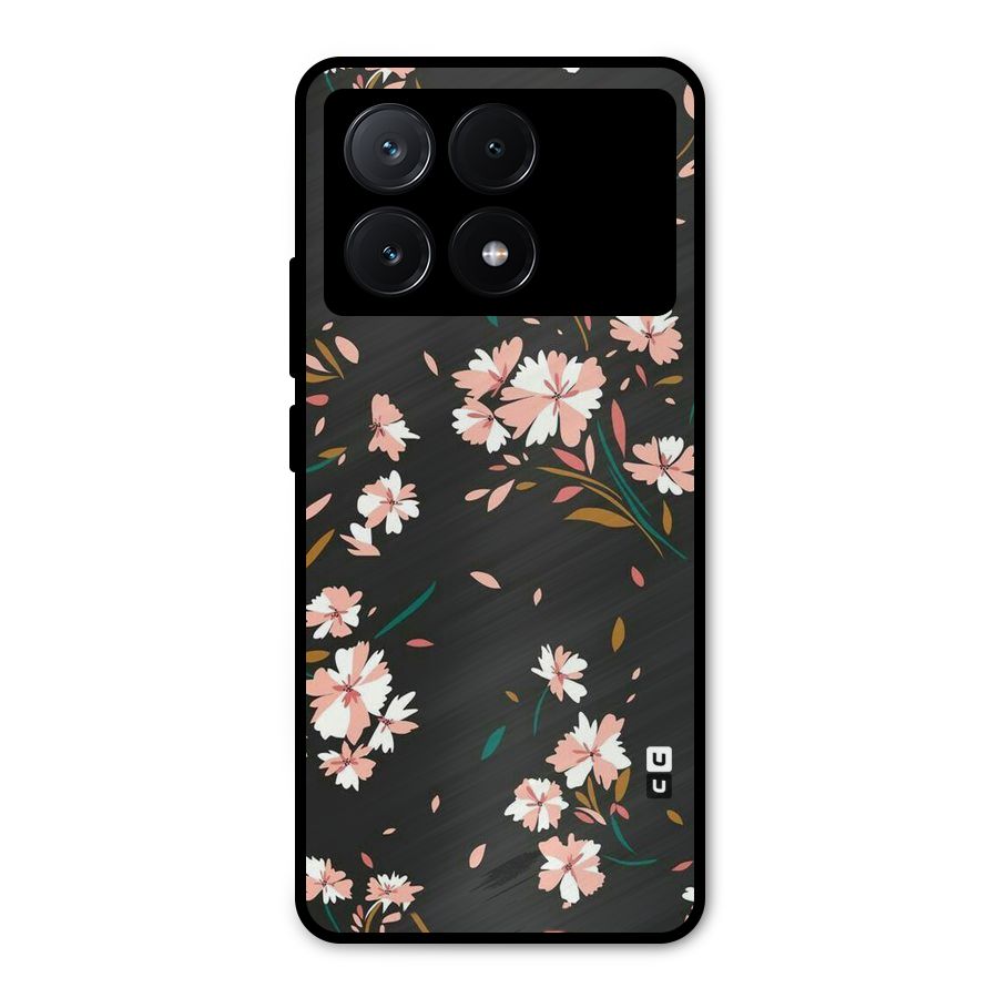 Floral Petals Peach Metal Back Case for Poco X6 Pro