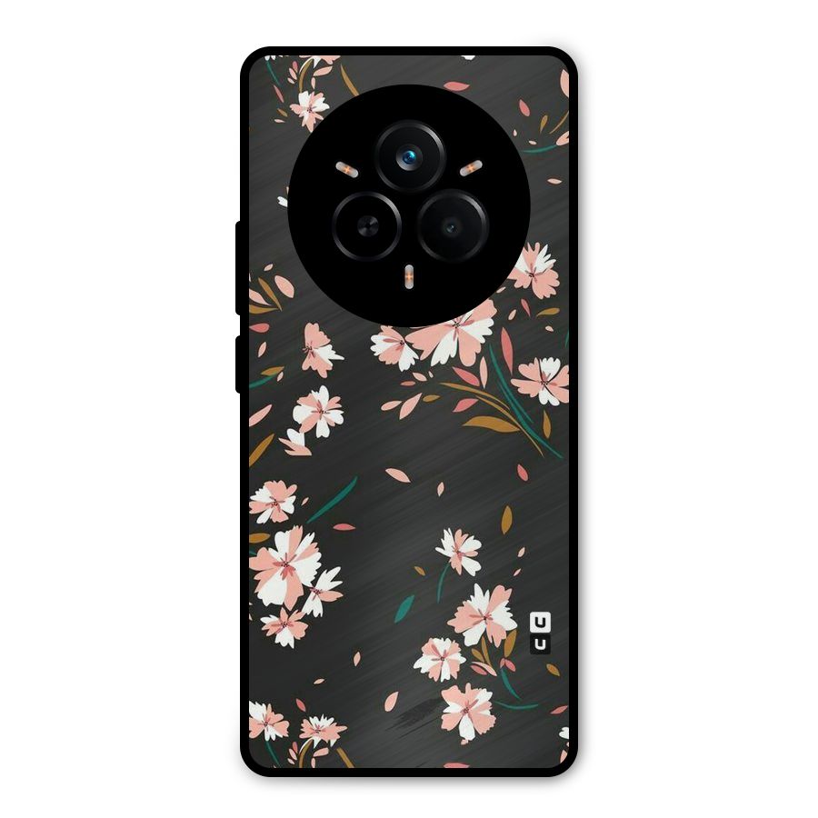 Floral Petals Peach Metal Back Case for Realme 14 Pro