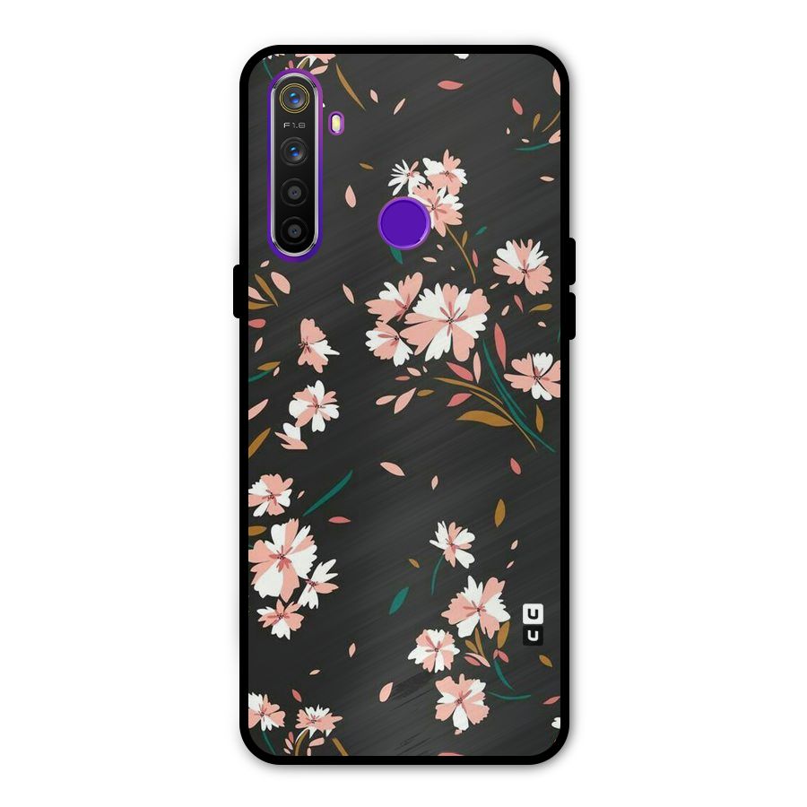Floral Petals Peach Metal Back Case for Realme 5