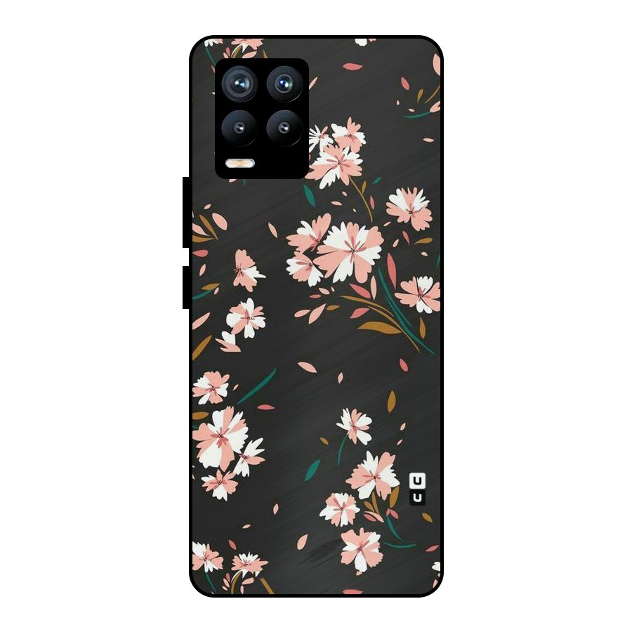 Floral Petals Peach Metal Back Case for Realme 8 Pro