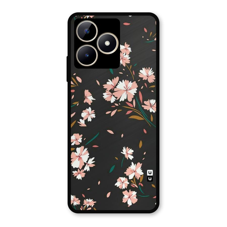 Floral Petals Peach Metal Back Case for Realme C53