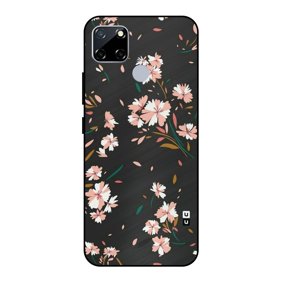 Floral Petals Peach Metal Back Case for Realme Narzo 20
