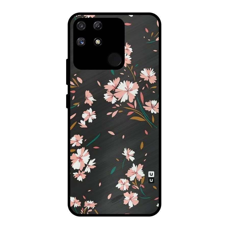 Floral Petals Peach Metal Back Case for Realme Narzo 50A