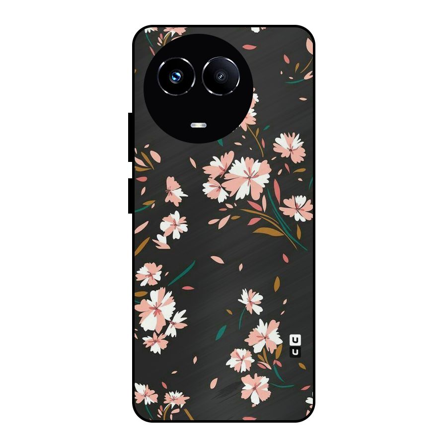 Floral Petals Peach Metal Back Case for Realme Narzo 60X