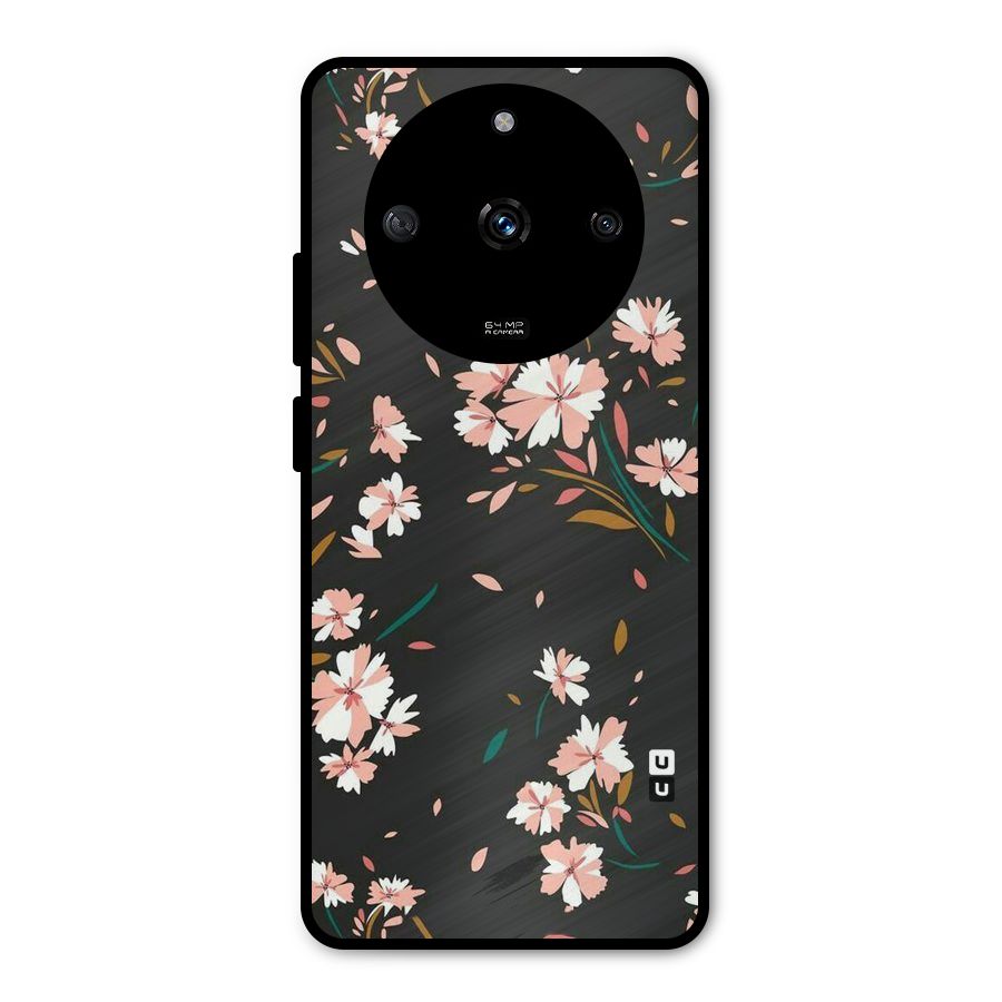 Floral Petals Peach Metal Back Case for Realme Narzo 60 5G