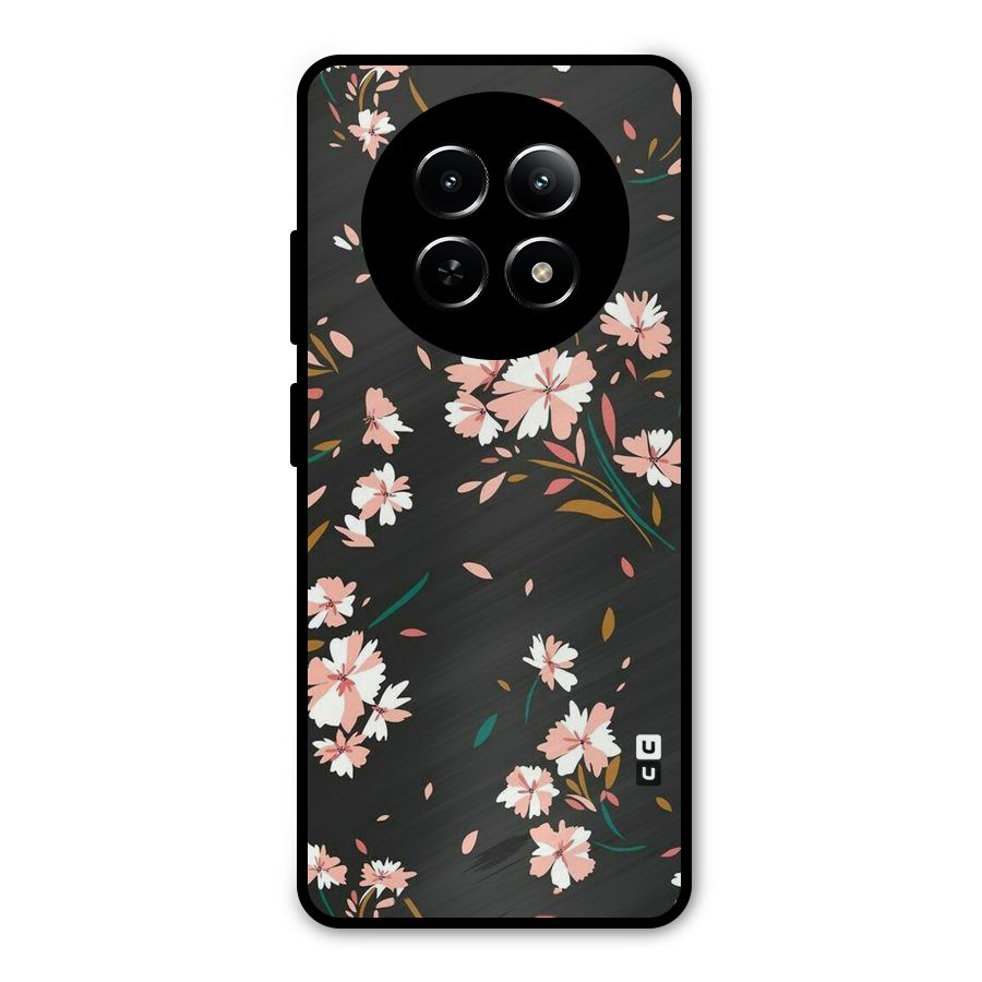 Floral Petals Peach Metal Back Case for Realme Narzo N65
