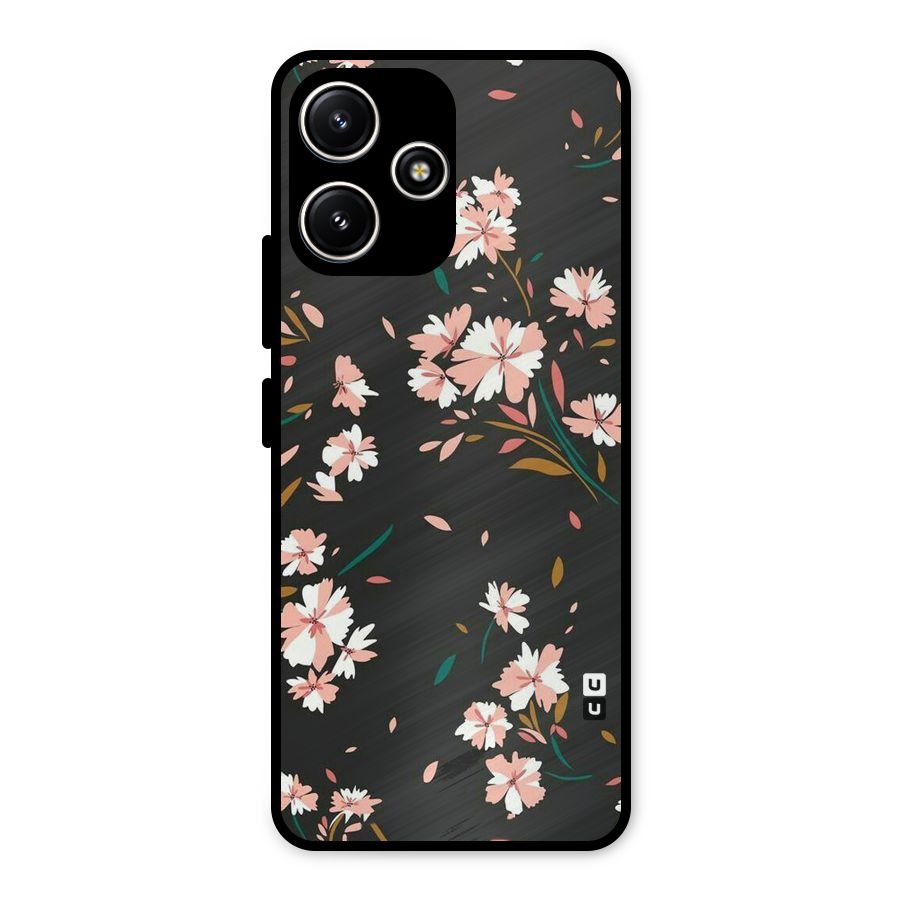 Floral Petals Peach Metal Back Case for Redmi 12 5G