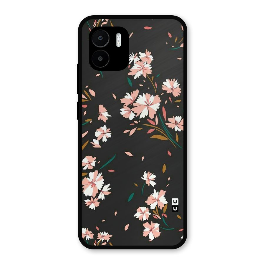 Floral Petals Peach Metal Back Case for Redmi A2