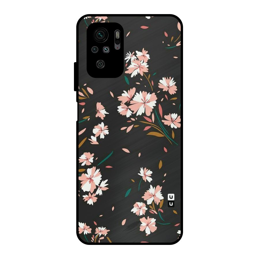 Floral Petals Peach Metal Back Case for Redmi Note 10S