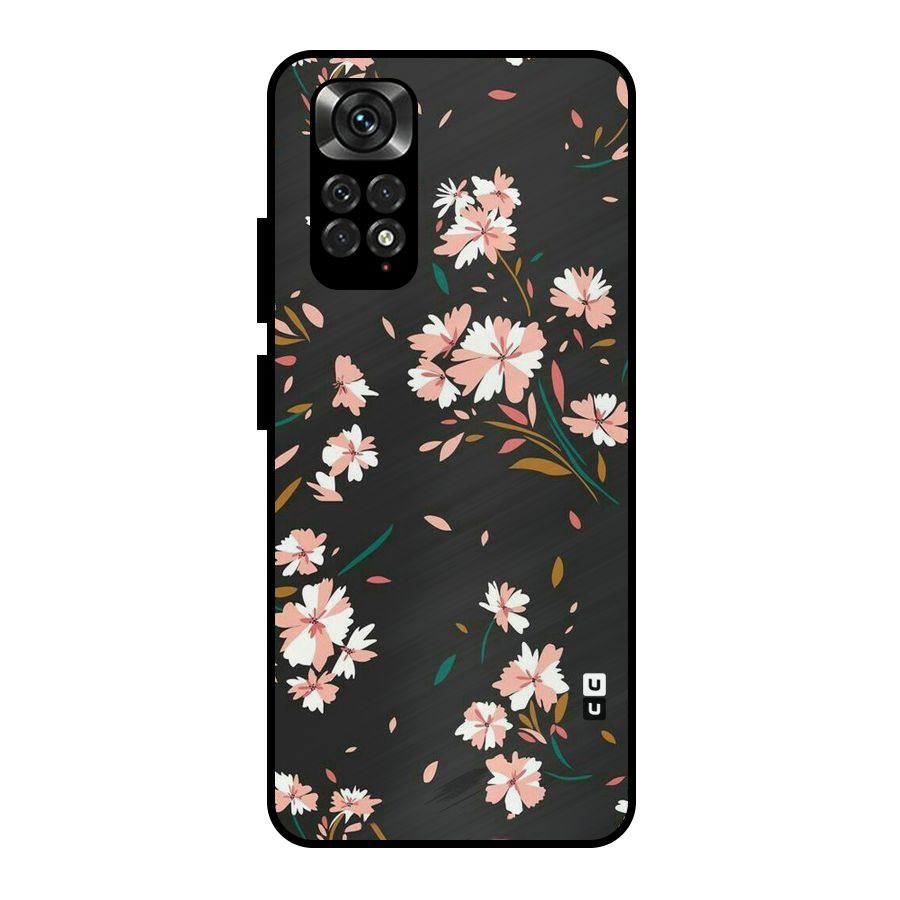 Floral Petals Peach Metal Back Case for Redmi Note 11 Pro