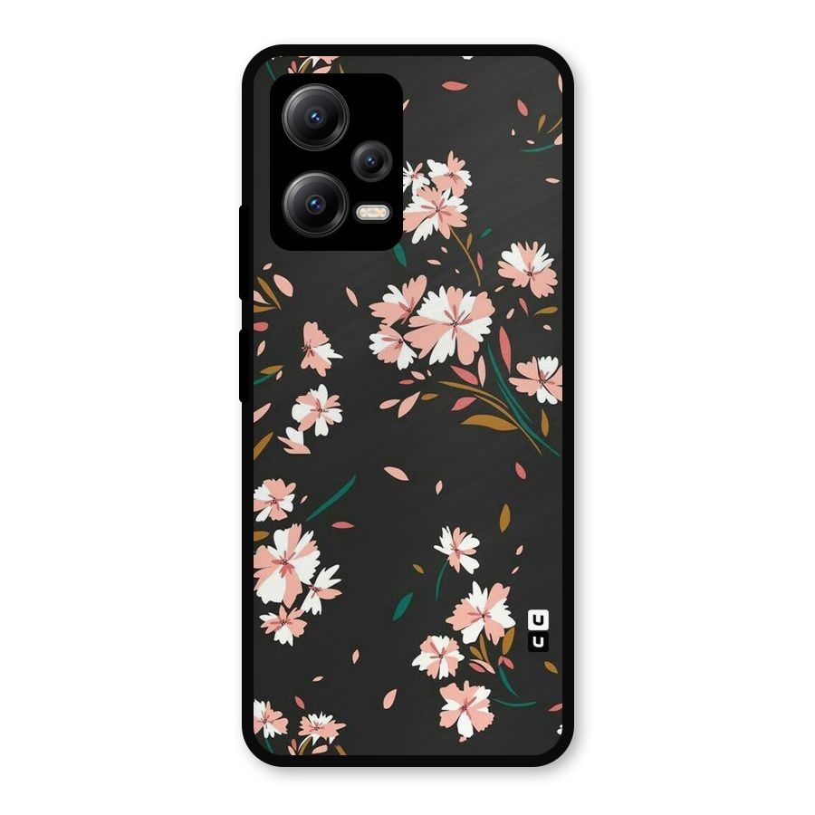 Floral Petals Peach Metal Back Case for Redmi Note 12 5G