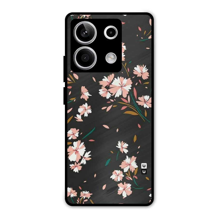 Floral Petals Peach Metal Back Case for Redmi Note 13 5G