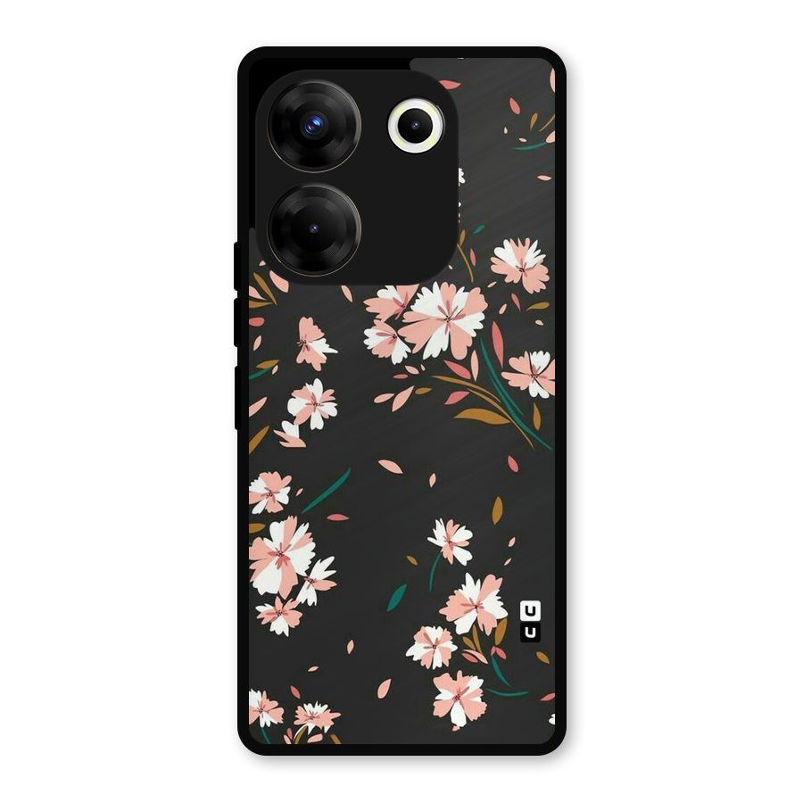 Floral Petals Peach Metal Back Case for Tecno Camon 20 Pro