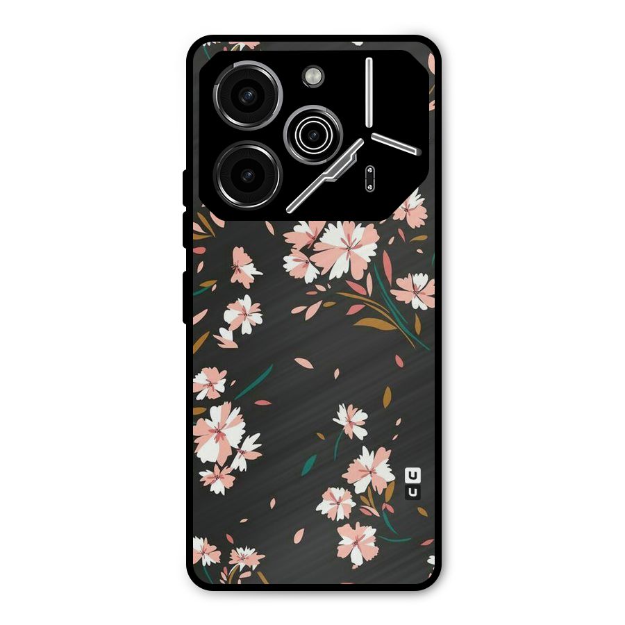 Floral Petals Peach Metal Back Case for Tecno Pova 6 Pro