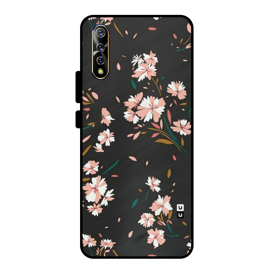 Floral Petals Peach Metal Back Case for Vivo S1