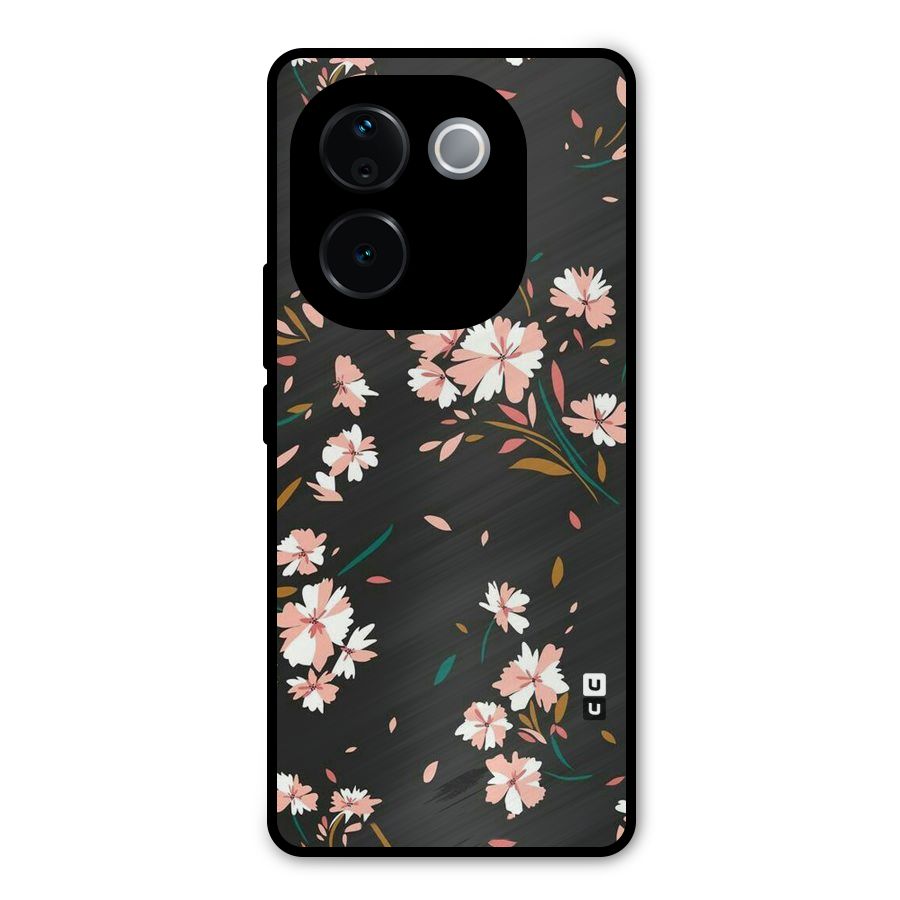 Floral Petals Peach Metal Back Case for Vivo T3 Pro