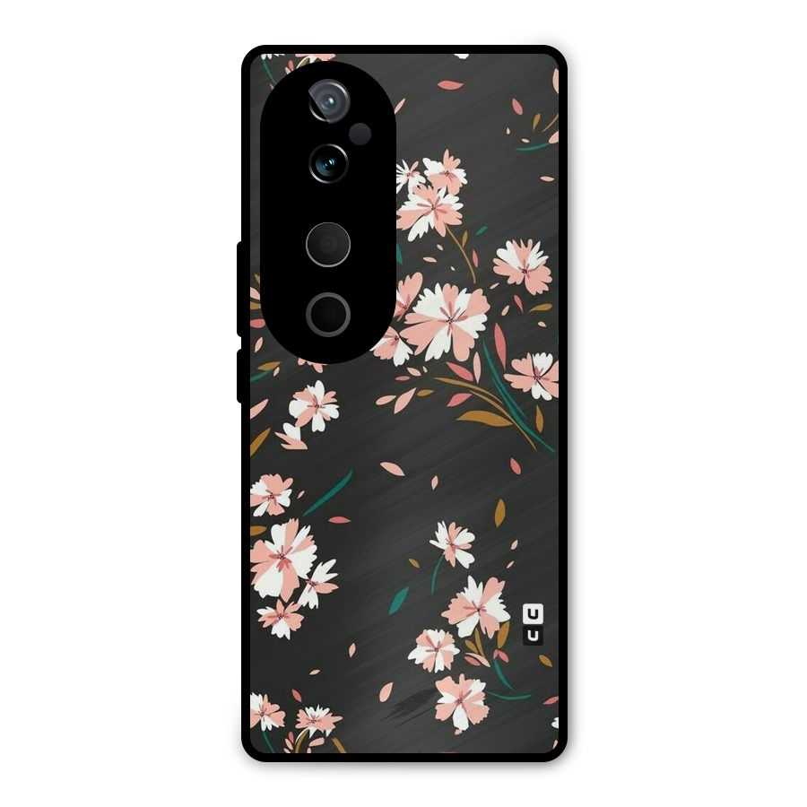 Floral Petals Peach Metal Back Case for Vivo T3 Ultra