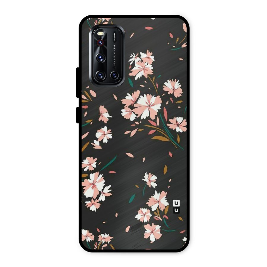 Floral Petals Peach Metal Back Case for Vivo V19