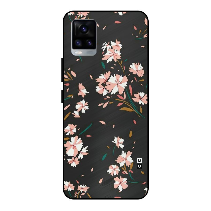Floral Petals Peach Metal Back Case for Vivo V20