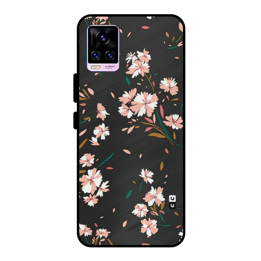 Floral Petals Peach Metal Back Case for Vivo V20 Pro