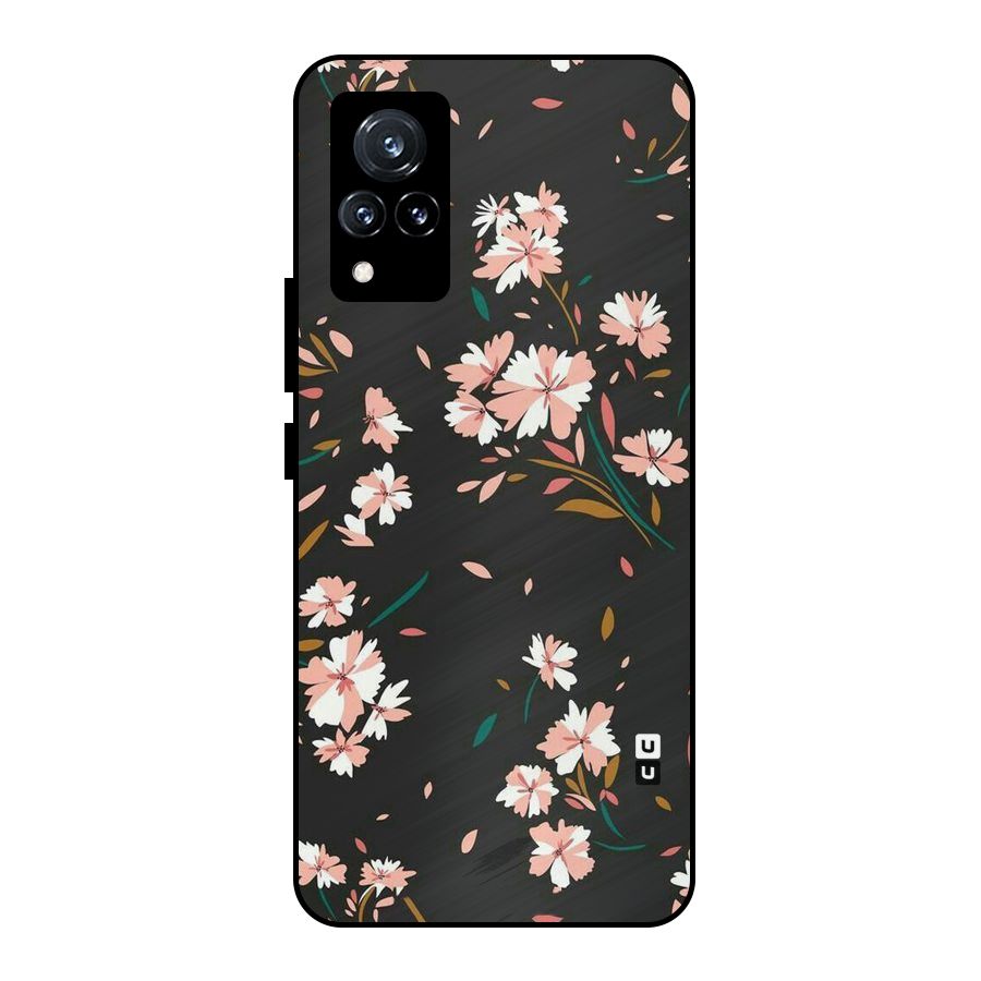 Floral Petals Peach Metal Back Case for Vivo V21 5G