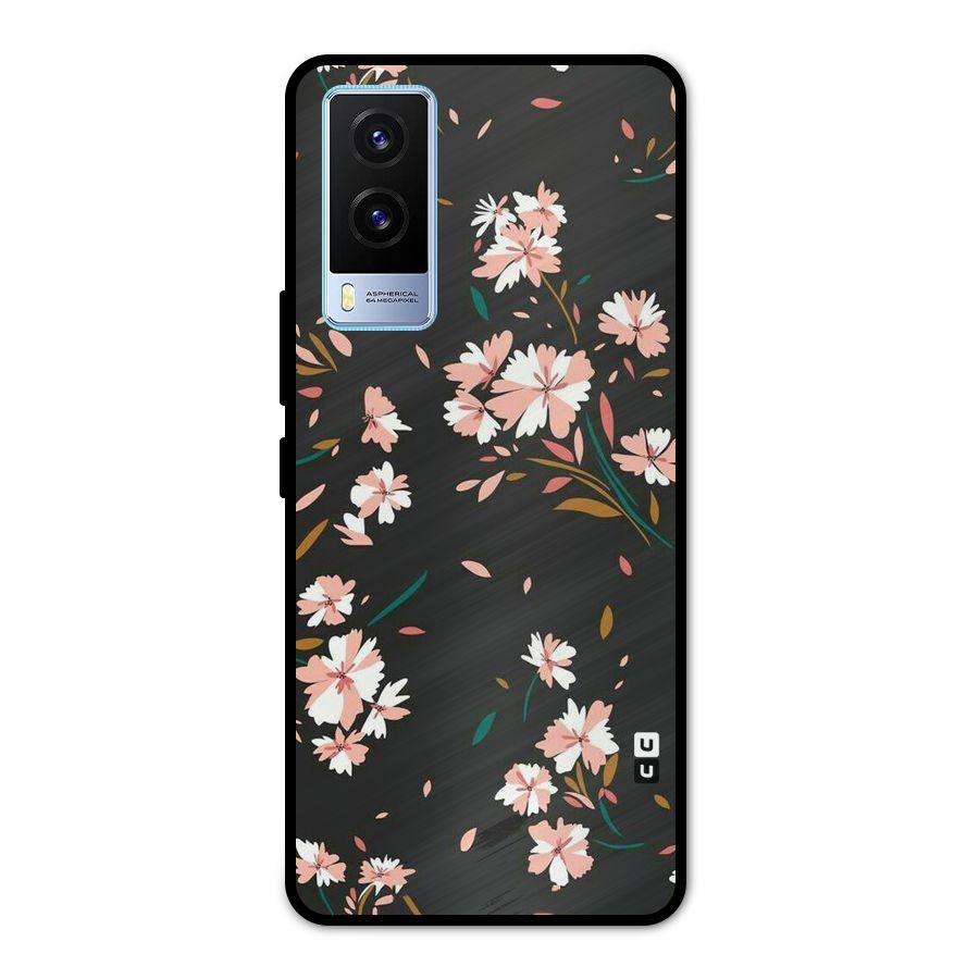 Floral Petals Peach Metal Back Case for Vivo V21e 5G