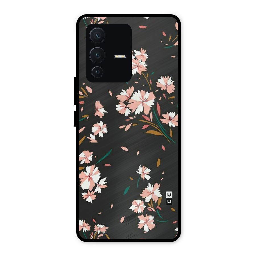 Floral Petals Peach Metal Back Case for Vivo V23 5G