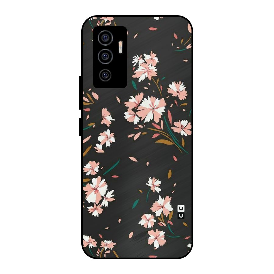 Floral Petals Peach Metal Back Case for Vivo V23e