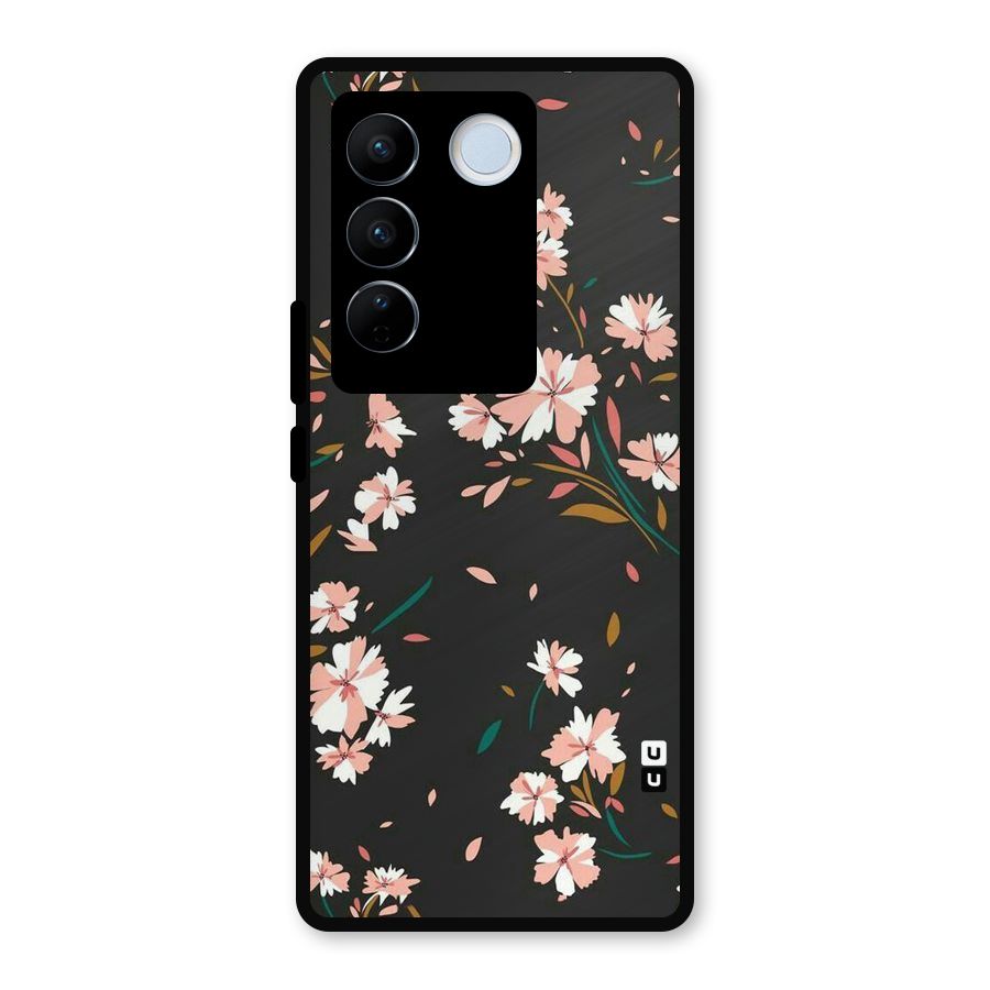 Floral Petals Peach Metal Back Case for Vivo V27