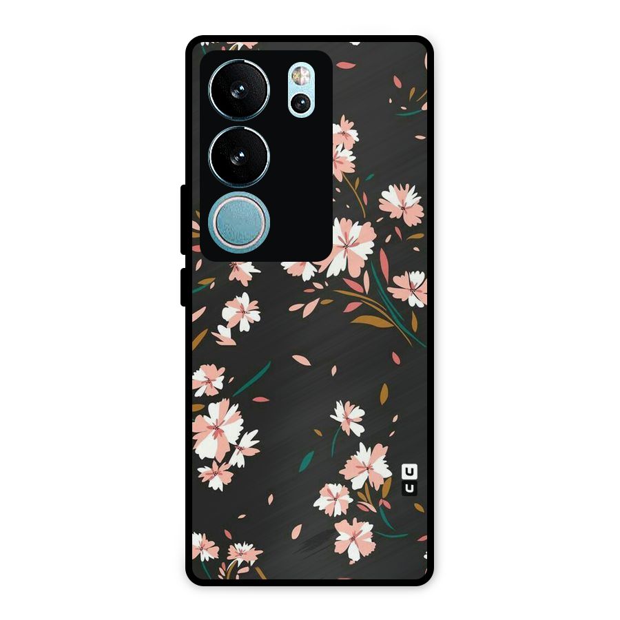 Floral Petals Peach Metal Back Case for Vivo V29 Pro