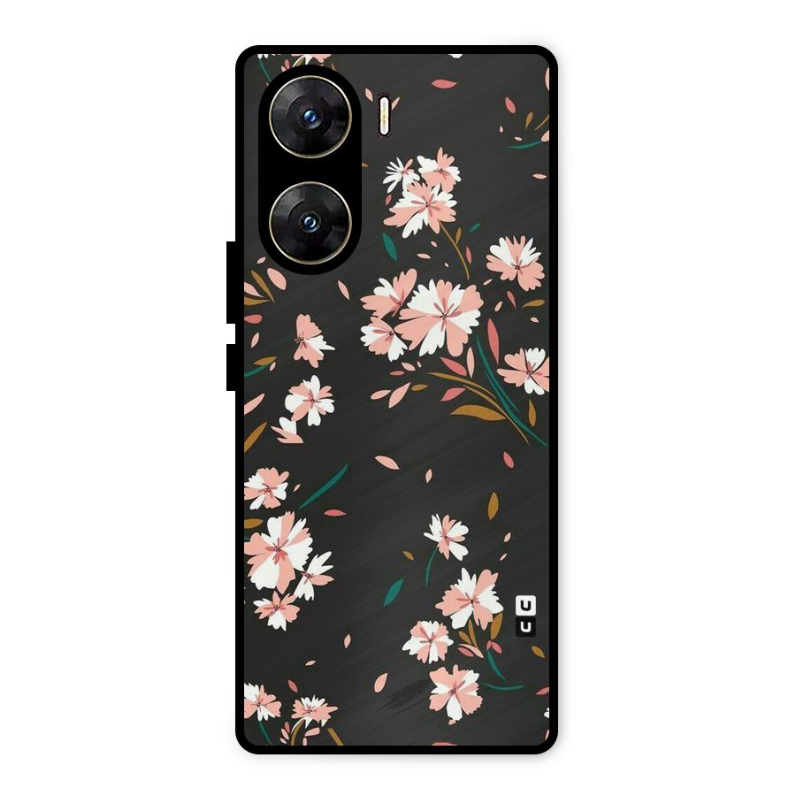 Floral Petals Peach Metal Back Case for Vivo V29e