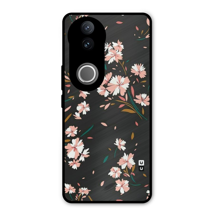 Floral Petals Peach Metal Back Case for Vivo V50