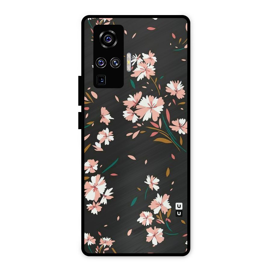 Floral Petals Peach Metal Back Case for Vivo X50 Pro